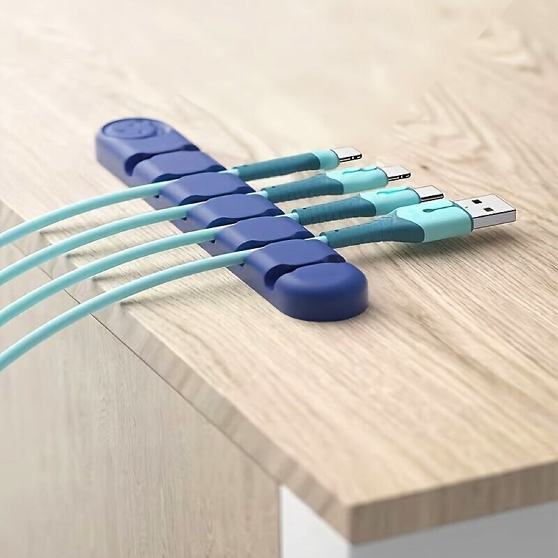 Organizador de Cables de silicona, Clips de gestión de escritorio para ratón, auriculares, auriculares, soporte de cables para coche
