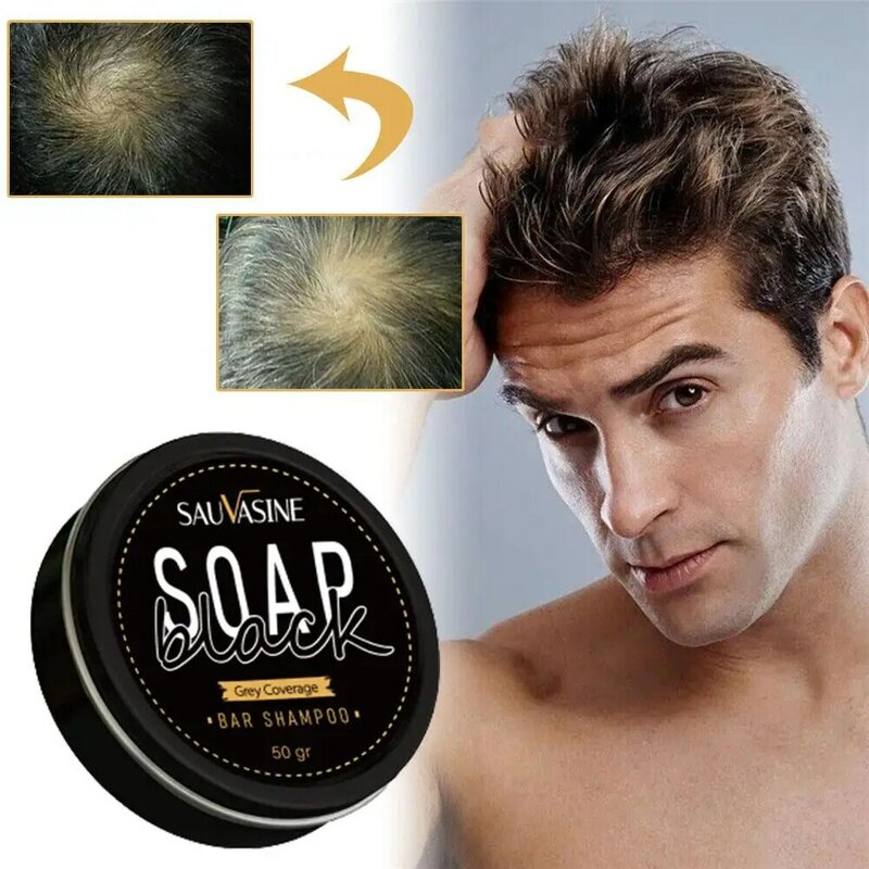 1/35pcs Soap Hair Darkening Gloss White To Black Soap Shampoo Bar Repair Gray White Hair Color Dye Hair Shampoo Natural 2023