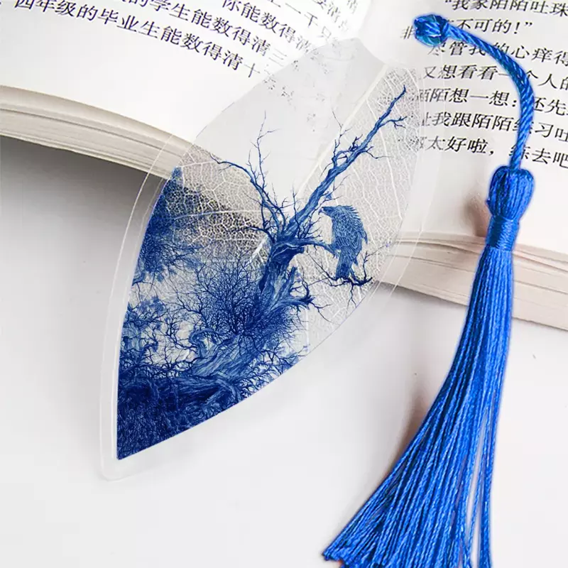 Cina Kuno Lukisan Pemandangan Bookmark Cantik Estetika Daun Vena Bookmark Hadiah untuk Teman-teman Siswa Perlengkapan Sekolah