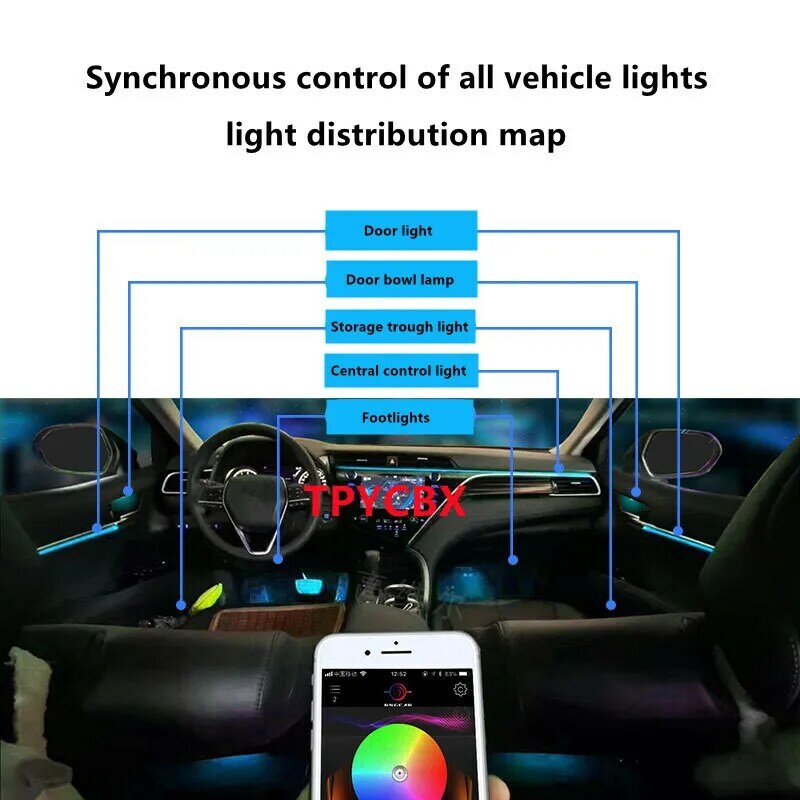 18 in 1 RGB Dual Zone LED Car Atmosphere Light Interior Decoration Acrylic Strip Backlight App Decorative Ambient Lamp Dashboard