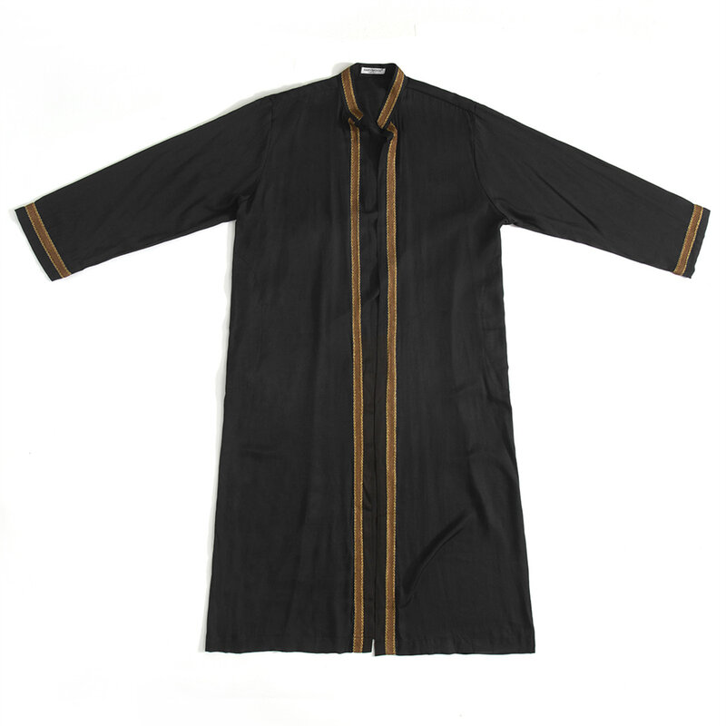 Черное кимоно Jubba Thobe для мужчин, мусульманская одежда, Саудовский арабский халат, Ближний Восток, брикет, Abaya, платье Thoub Eid