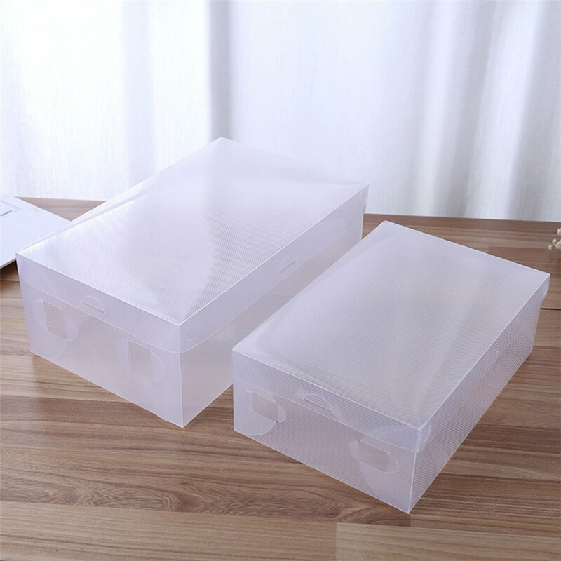 Transparent Plastic Shoe Storage Box Foldable Shoes Case Holder Shoebox Drawer Shoes Organizer Boxes 33*20*12cm Fast Delivery