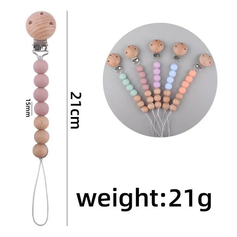 Baby Beech Pacifier Clip Comforts Anti-drop Silicone Bead Teething Chain Dummy Holder Toy Gift