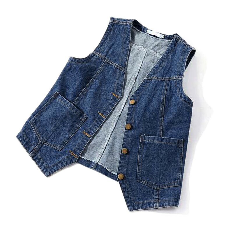 Vests For Women 2024 Spring Summer Sleeveless Student Teens Cropped Jacket Denim Fashion Basic Simple Womens New Loose Outwear