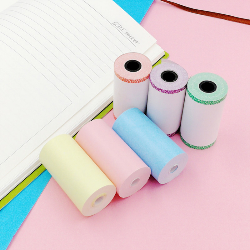 6ชิ้นกระดาษสีความร้อนการพิมพ์ที่ชัดเจนกระเป๋าที่ไม่มีกาวสำหรับเก็บใบเสร็จสำเนาภาพถ่าย (คละสี)