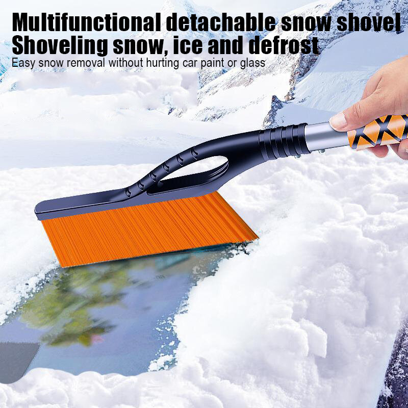 Pala de nieve para coche, cepillo desmontable con mango de tubo de aluminio, descongelación, rascador de nieve, suministros de limpieza, 1/2 piezas