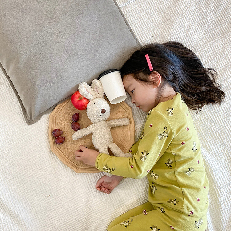 Crianças pijamas conjunto de roupa interior masculino e feminino bebês desenhos animados roupas para casa cor pijamas de algodão quente pijamas