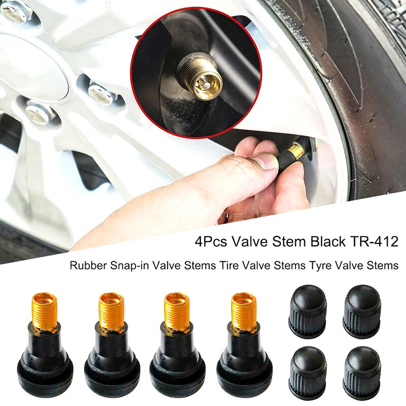 4 teile/satz schwarze Universal ventils tiele mit Staub kappen mit Kappen Reifen gummi ventilen Auto Chrom Tubeless Auto Rad Snap-In Reifen