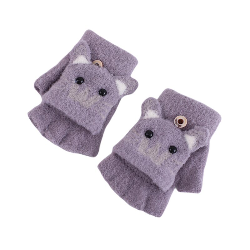 Zimowe rękawiczki dziecięce kot kreskówkowy pół odnosi się do rękawiczek dla dzieci chłopiec dziewczynka ciepłe niemowlę dostęp do rękawice zimowe