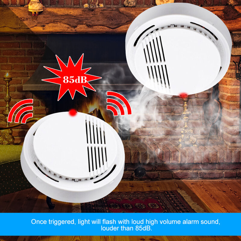 Sensor de alarma de incendios independiente, Detector de humo de 85 dB, probador de humo, sistema de seguridad para el hogar para cocina y restaurante