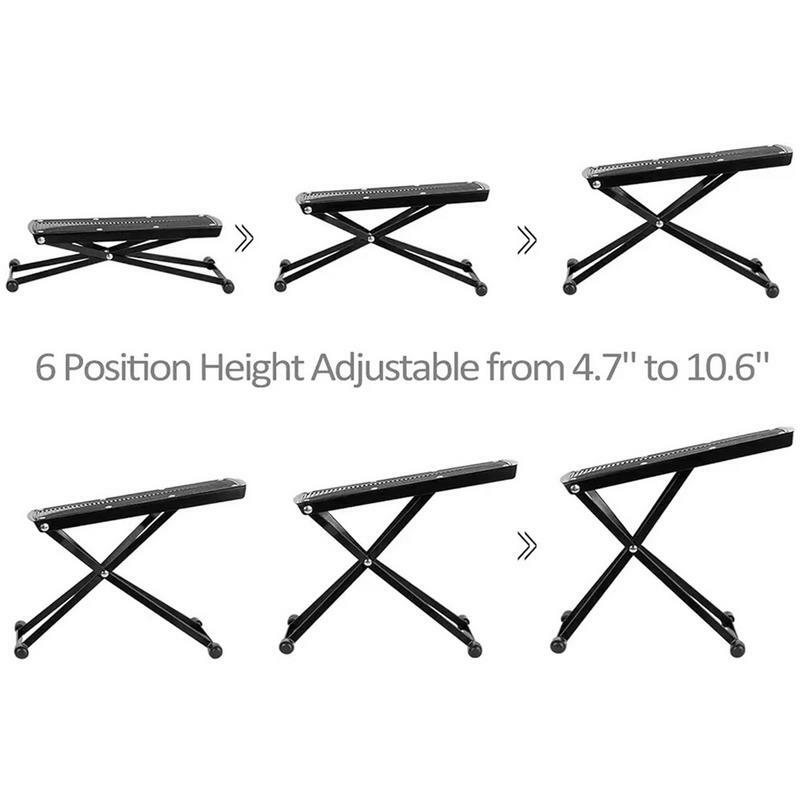 Pedicure Stool For Feet Foldable Adjustable Pedicure Foot Stand Non-Slip Foot Stool With 6 Heights Black Pedicure Tool With