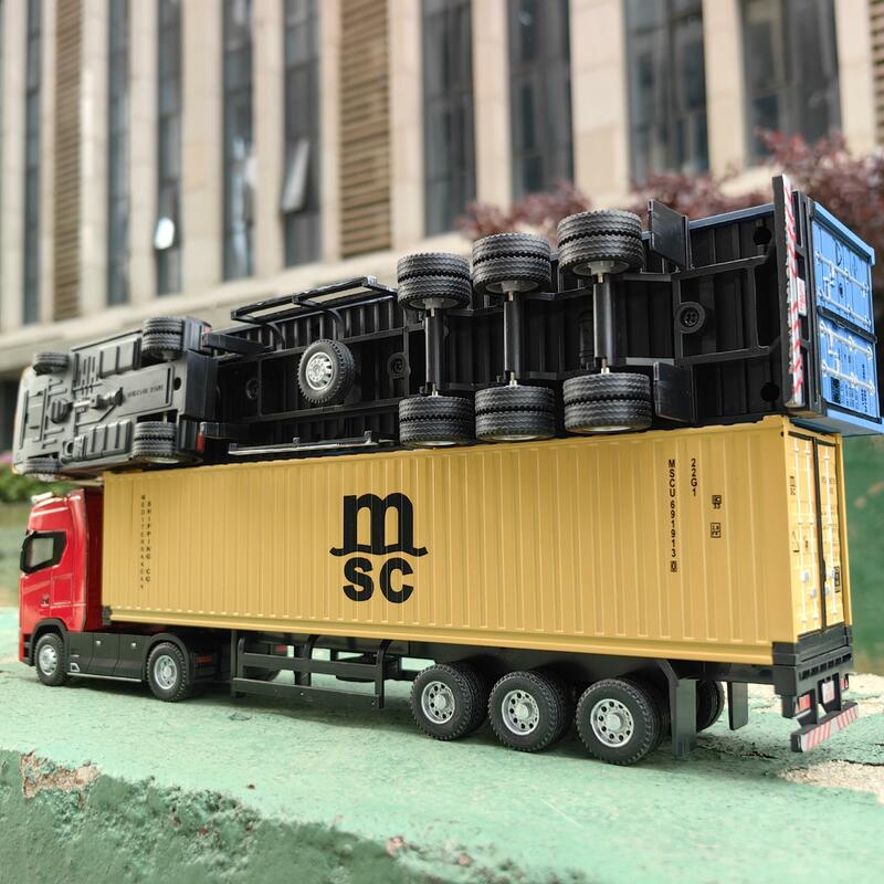 1/50 simulazione grande camion giocattolo modello di auto in lega pressofuso trasporto Container veicolo auto per regali ragazzo con luce sonora tirare indietro