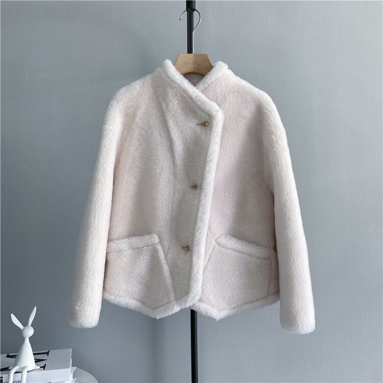 Женская куртка из натурального меха, повседневная однотонная теплая Толстая Свободная куртка, модель F22 на зиму, 2023