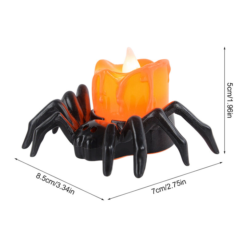 2Pcs Halloween LED Electronic Candle Light Spider Pumpkin Lamp for Home Night Light Party Decoration Haunted House Error Props