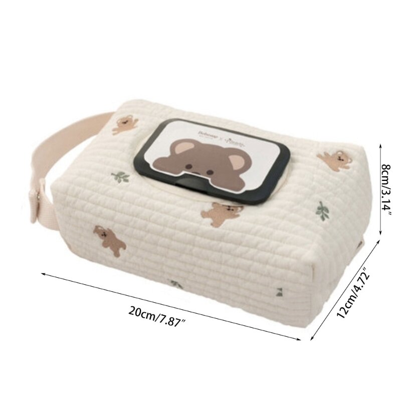 Lindo oso cochecitos bebé toallitas húmedas caja organizador confiable bolsa con tapa abatible