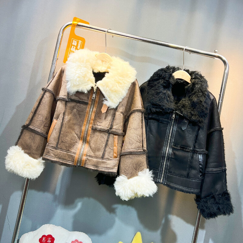 Casaco de motocicleta de lã de cordeiro para mulheres, casaco grosso quente, Top Outwear, Pele de cordeiro, novo, outono e inverno, 2021, 1 pc