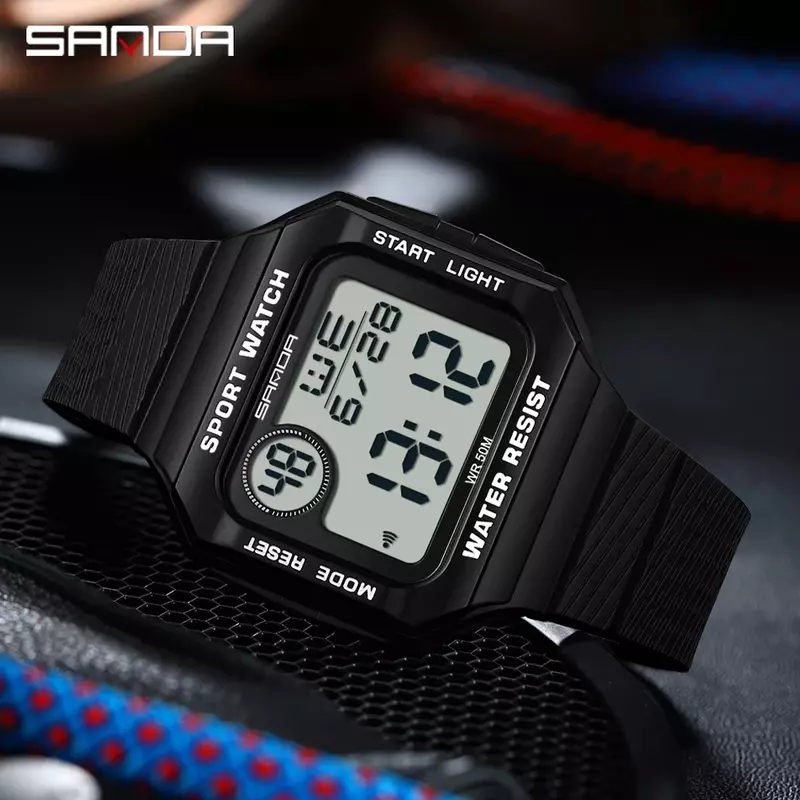 SANDA-Montre numérique de sport militaire pour hommes, horloges de sport LED, étanche, réveil Shoe, mâle, 2023, 2129