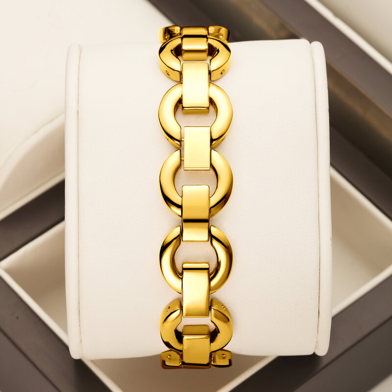 YaLaLuSi damski zegarek kwarcowy złoty kolor elegancki wspaniały styl z pudełkiem zmywacz do zegarków 2024, gorąca nowość powłoka jonowa