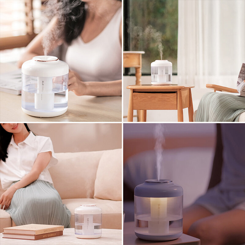 Kinscoter Home 1.5L Air Humidifier Portable Rechargeable Large Capacity Humidifiers Aroma Diffuser With Warm Color Night Light