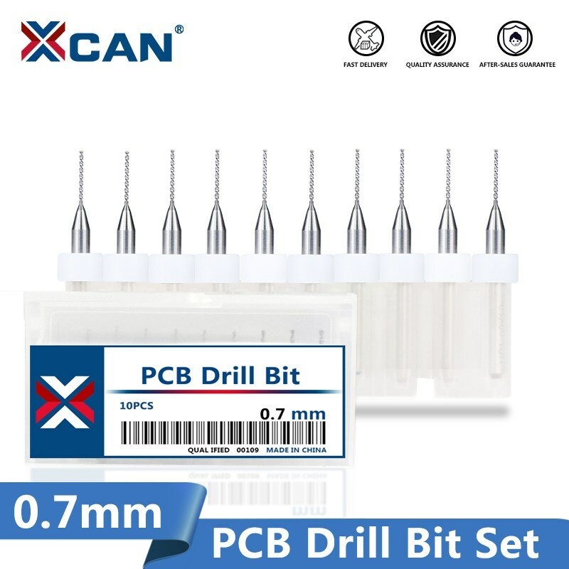 XCAN-Mini Drill Bit Set, Brocas para Perfuração Print Circuit Board, Ferramentas de perfuração, Shank Carbide, PCB, 0.7mm, 3.175mm, 10Pcs Box