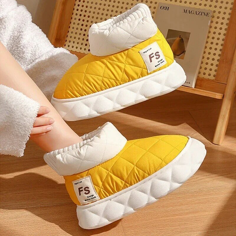 Y2K Korean Harajuku Cotton Short Ankle Snow Boots Casual Gothic Loafers Thick Heels Winter Platform Shoe Chunky Flat Shoes Women
