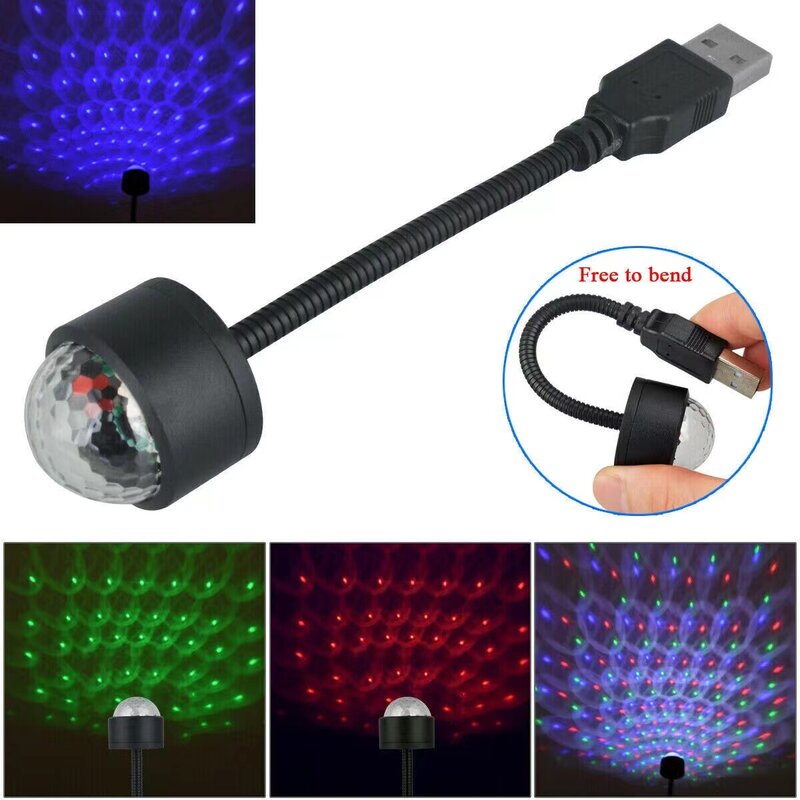 مصغرة USB الموسيقى إيقاع ماجيك المرحلة تأثير الإسقاط مصباح LED حفلة ديسكو DJ ضوء المرحلة سيارة الديكور جو ضوء الليل