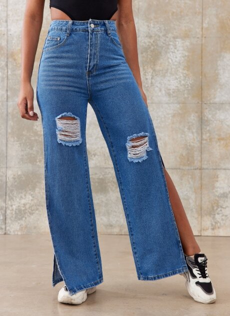 Hot Selling Nieuwe Populaire Sexy Gescheurde Open Jeans Voor Dames Op Voorraad