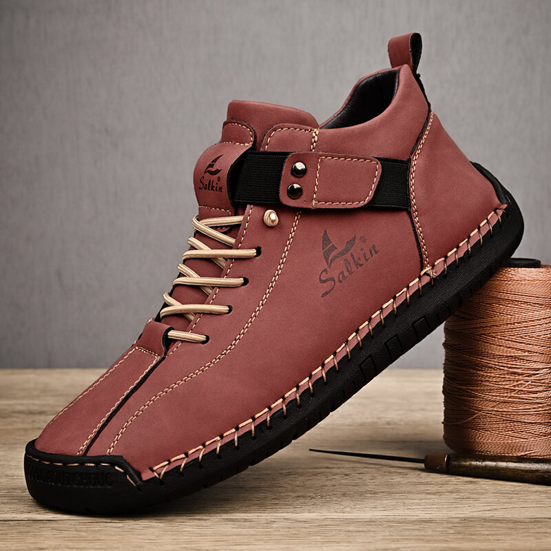 Nowy 2024 ręcznie robione skórzane obuwie męskie designerskie trampki męskie męskie oddychające buty skórzane buty do kostek na zewnątrz