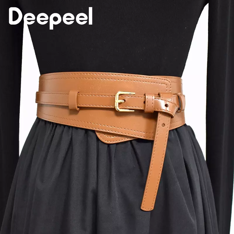1 pz Deepeel moda donna Cowskin Cummerbund cintura larga vestito cappotto cintura Designer di lusso corsetto femminile cintura decorativa