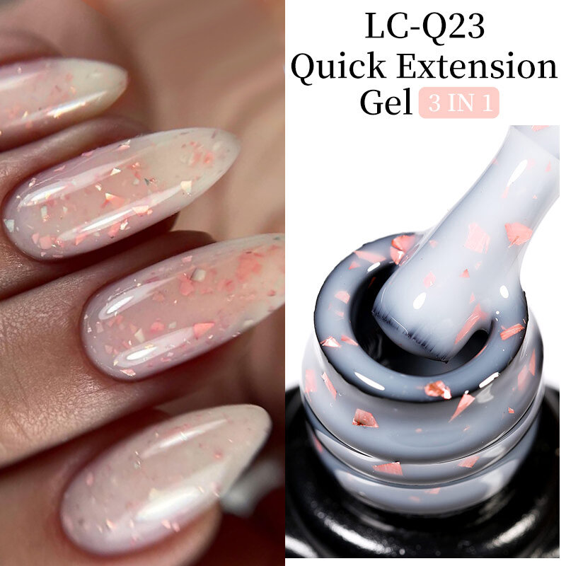 LILYCUTE 7ML Pink Glitter Quick Extension Gel Nail Polish Pink Gold Foils Effect Vernis Gel UV Semi permanente Nail Art Gel duro