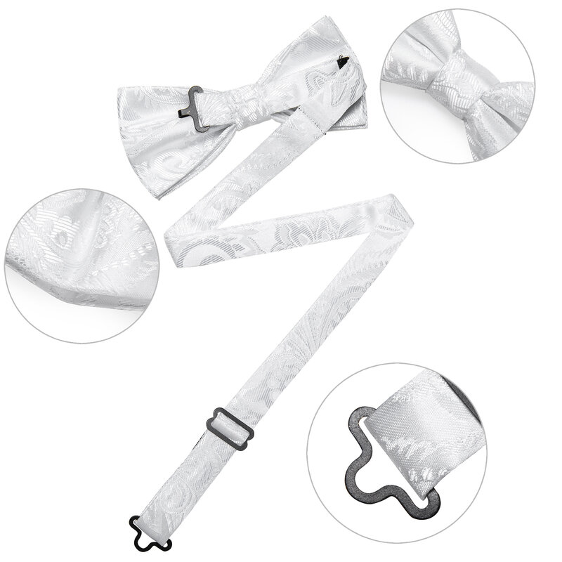 DiBanGu Pre-Tied Bow Ties for Men Silk Adjustable Tuxedo Bowties Pocket Square Cufflinks Set with Lapel Pin Jacquard Woven Knots