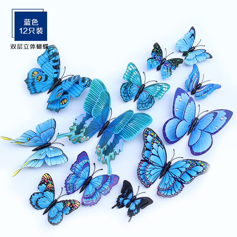Autocollants muraux papillons 3D en PVC pour décoration de mariage, stickers magnétiques pour réfrigérateur