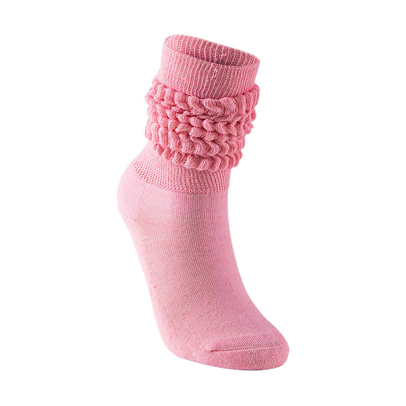 Calcetines largos hasta la rodilla de algodón grueso para mujer y niña, calcetín de color caramelo, holgado, informal, ropa de calle