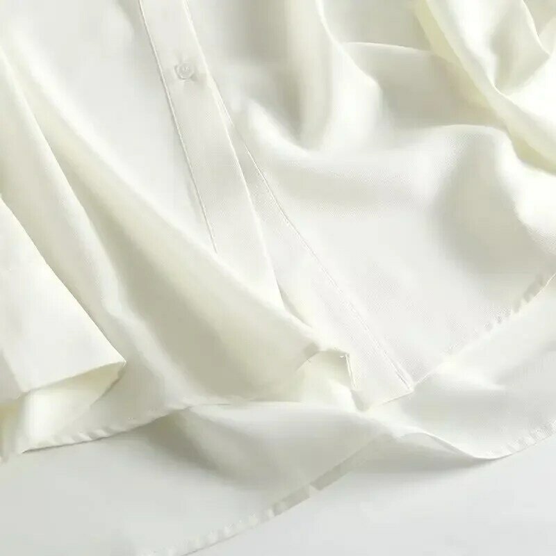 Женская мода 2023, для отдыха, универсальная элегантная Длинная блузка с разрезом, Ретро Блузки на пуговицах с длинными рукавами, шикарные топы.