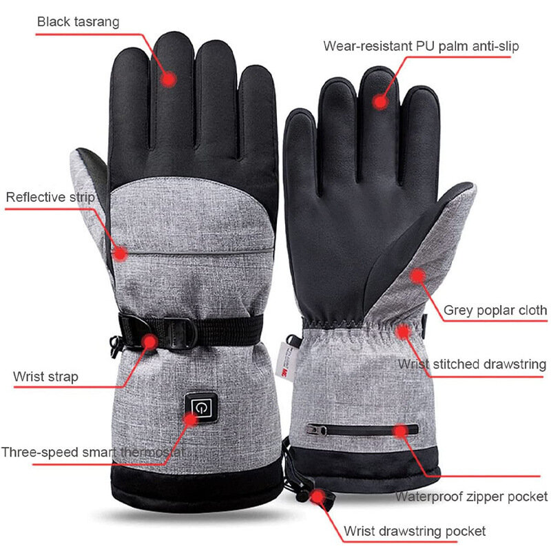 インテリジェント電気暖房手袋、スキーグローブ、寒い暖かい、屋外、冬