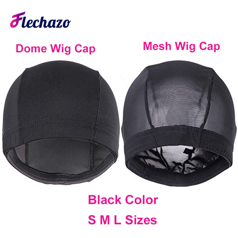 ยืดหยุ่นหมวกตาข่ายหมวกสำหรับทำวิกผม Spandex Dome หมวกสีดำขนาดเล็กหัวหมวกวิกผม21 23 25In ผู้หญิงสานหมวก10ชิ้น/ล็อต