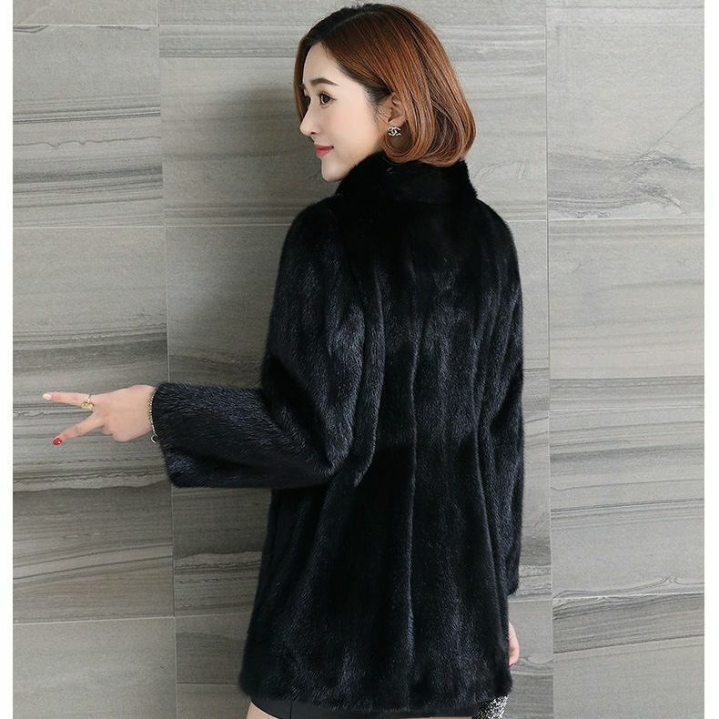 Fur Coat 2023 Winter Lady Jacket Imitation Mink Fur Stand Collar Short Casual Women Clothing