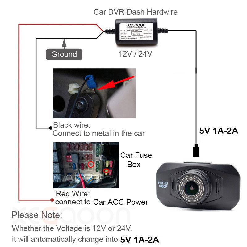 車の充電ケーブル,ダッシュボードカメラ,カムコーダー,DVR用のミニマイクロUSBタイプc,DC 12v〜5v 2a,3.1m