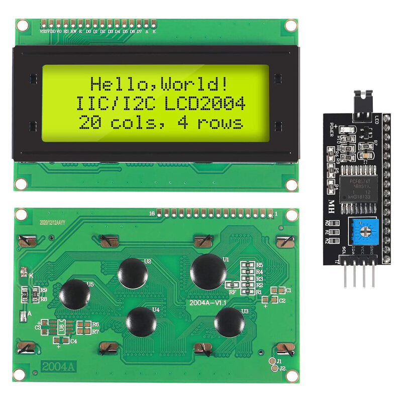 LCD2004 + iic/ I2C 20x4หน้าจอสีเขียวสีฟ้า HD44780จอ LCD 2004และ iic/ I2C โมดูลสายเชื่อมต่อซีเรียลสำหรับ Arduino