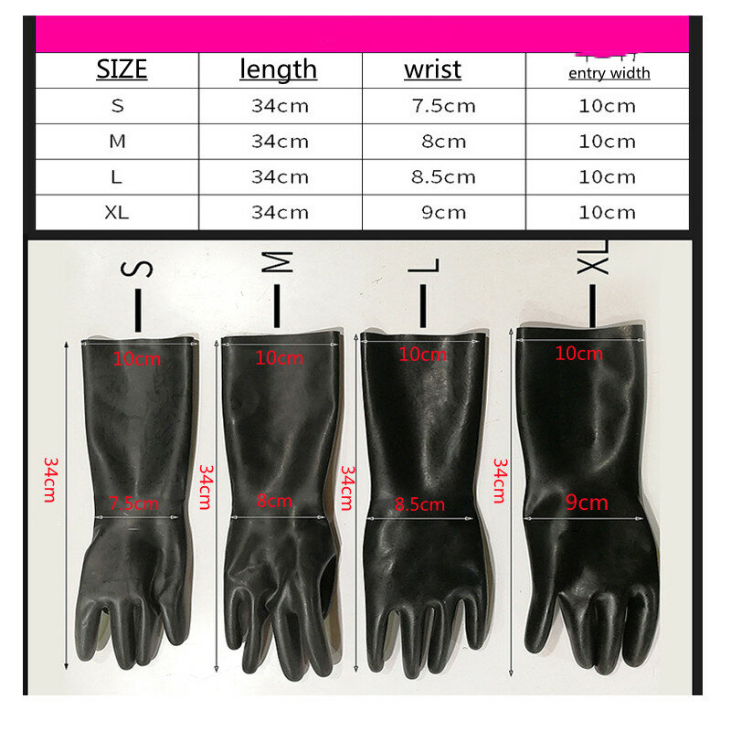 ถุงมือยางสั้นสำหรับทั้งชายและหญิง3D ไร้ตะเข็บสีดำสีแดงยาวถึงข้อมือ5นิ้ว