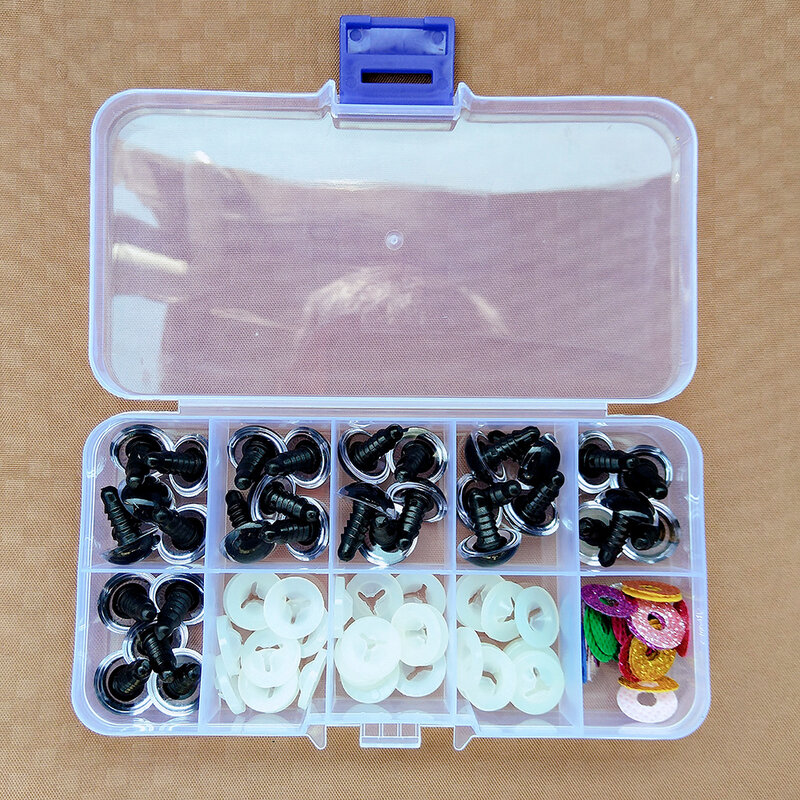 30 pçs 3d diy brilho plástico olhos de segurança para crochê brinquedos amigurumi cor mista artesanato boneca globo ocular 9/10/12/14/16mm