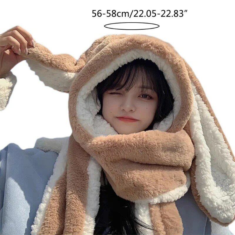 Модная теплая плюшевая шапка для взрослых, шарф-перчатка для осени и зимы, мультяшный кролик в форме кролика, Прямая поставка
