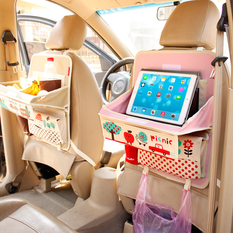Składane organizery samochodowe dekoracje samochodowe dla dzieci Baby Multifuction pokrowiec do przechowywania pudełko torba Oxford taca do jadalni oparcie siedzenia samochodu wiszące