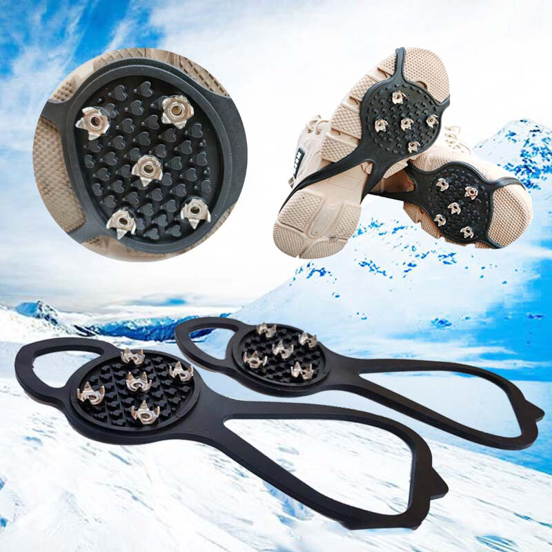 5 Color Strong Grip 5 Studs Anti-Skid Snow Ice Climbing Spikes Ice Grips Cleats Crampons Winter Climbing Anti Slip Shoes Cover