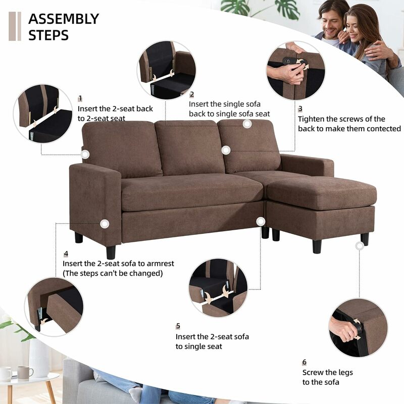 Shintenchi-sofá convertible en forma de L, mueble de 3 plazas, tela de lino moderna, reclinable reversible