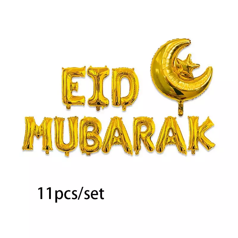 11 teile/satz EID MUBARAK folie ballons Rose gold Silber brief mit Stern Mond eid ballon für Muslim eid Party Dekoration liefert