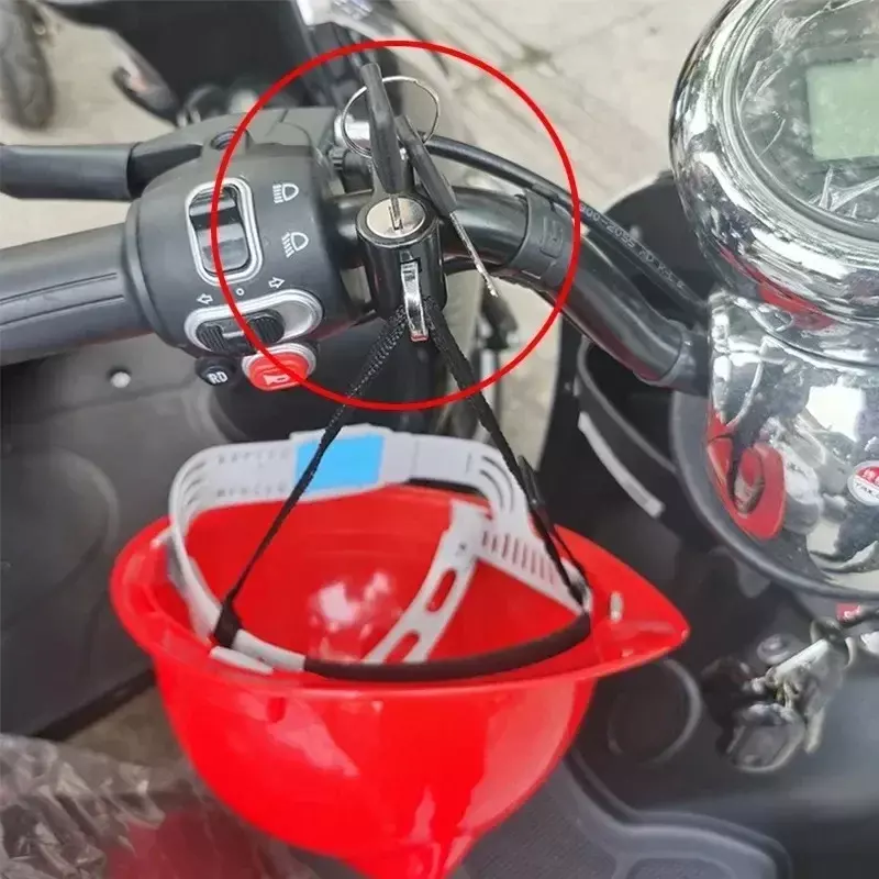 Kunci helm sepeda motor skuter elektrik, kunci helm sepeda motor Portabel Anti Maling, stang sepeda motor dengan 2 tombol