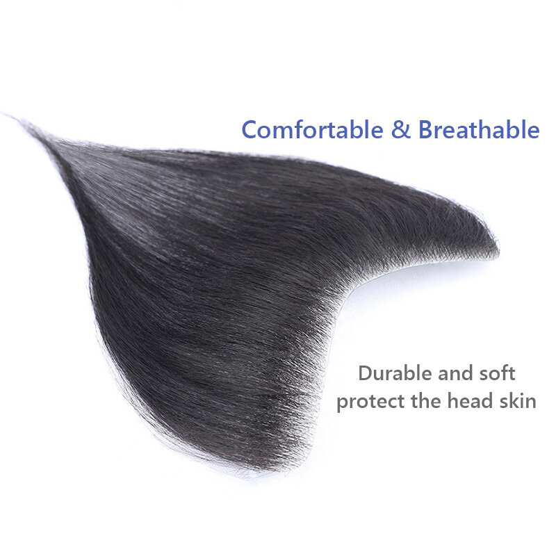 Мужской парик из искусственной кожи с V-образной петлей 0,05-0,14 мм, 6 дюймов, 100% индийские человеческие волосы, высококачественный мужской капиллярный протез