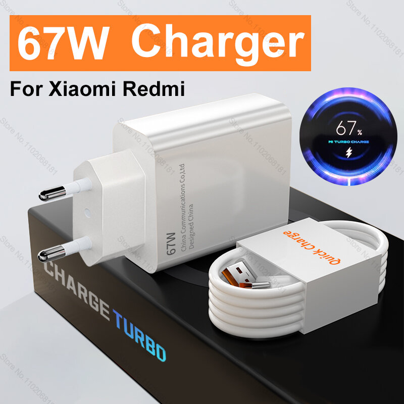67W USB Charger For Xiaomi Mi 11 12s 13 14 Ultra Fast Charging Redmi Note 12 Turbo Poco X5 F5 Pro Type C Phone Charge Data Cable