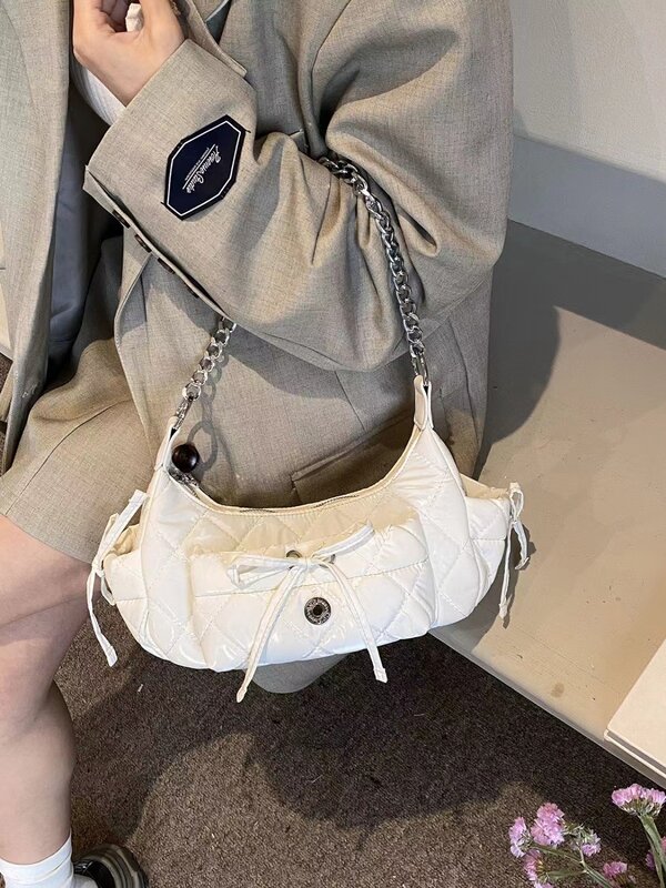 Sweet Bow Bag for Women's  New Spring Single Shoulder Underarm Bags High Qualitykorean Chain Handbag